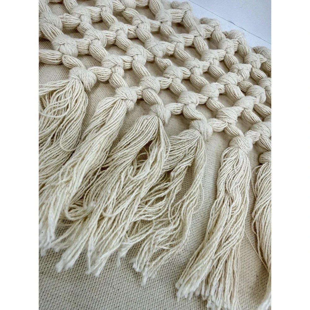 Hobby Lobby Throw Pillow Cover Tassel‎ Cotton Muslin Beige Zip 21.5